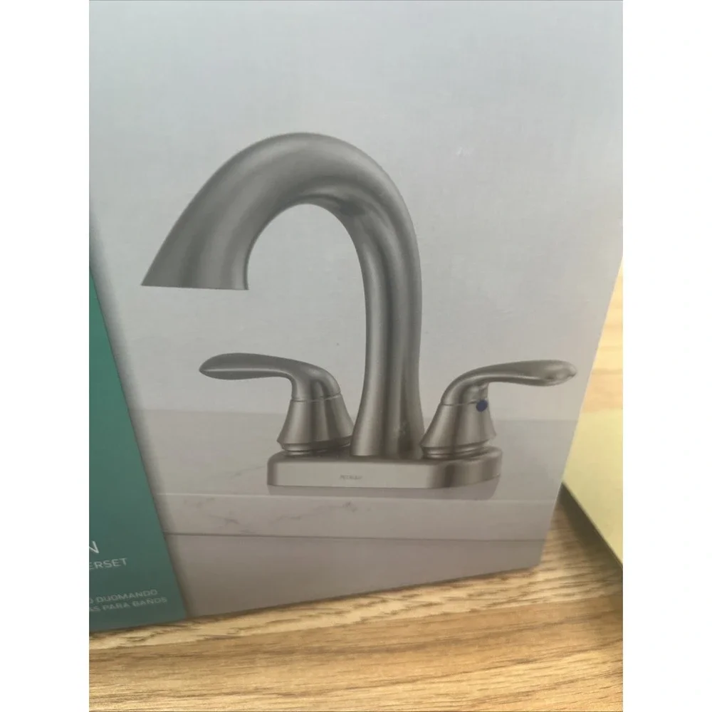 Peerless Two Handle Centerset Bathroom Faucet Brushed Nickel P2578LF-BN, NEW